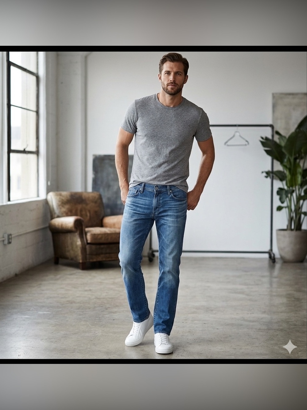 AG Adriano Goldschmied Graduate Men's Blue Denim Tailored Leg Jeans Size 33x34